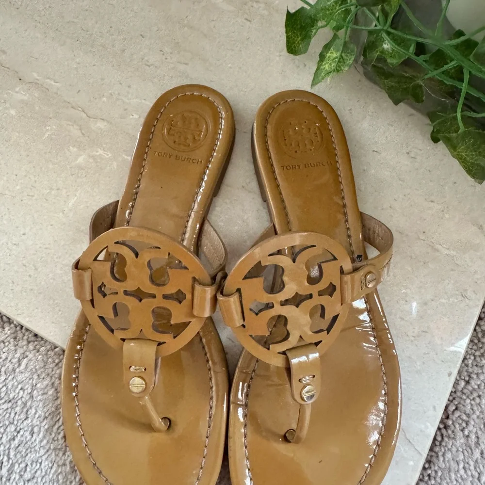 Tory Burch Miller Leather Sandals Tan